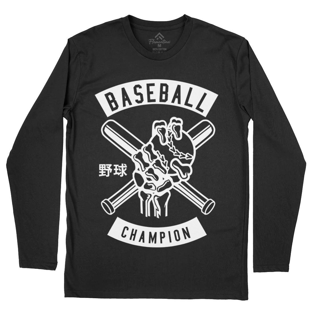 Baseball Champion Skull Hand Mens Long Sleeve T-Shirt Sport B488