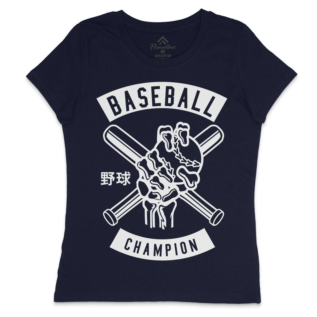 Baseball Champion Skull Hand Womens Crew Neck T-Shirt Sport B488