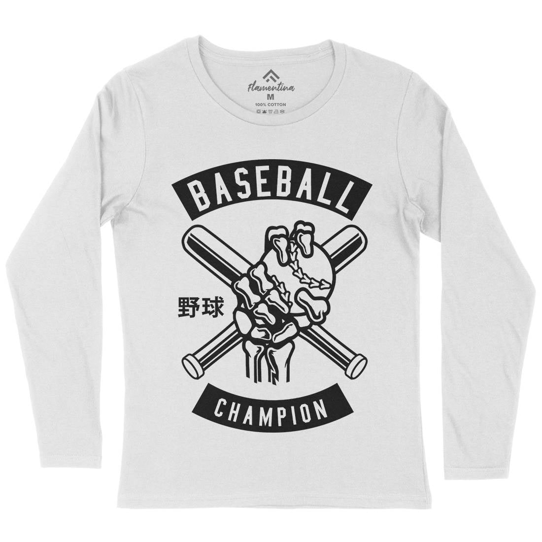 Baseball Champion Skull Hand Womens Long Sleeve T-Shirt Sport B488