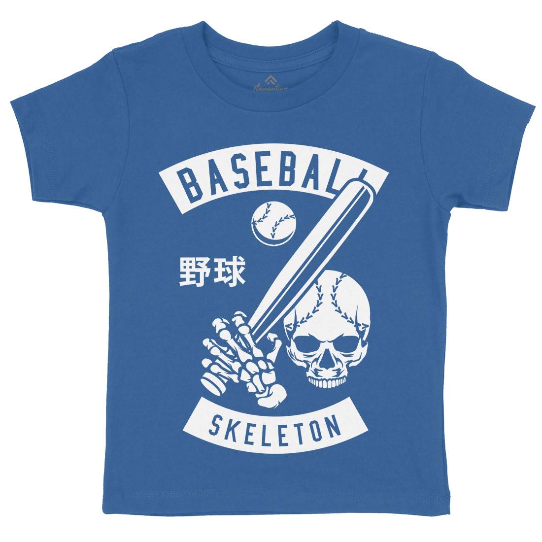 Baseball Skeleton Kids Organic Crew Neck T-Shirt Sport B489