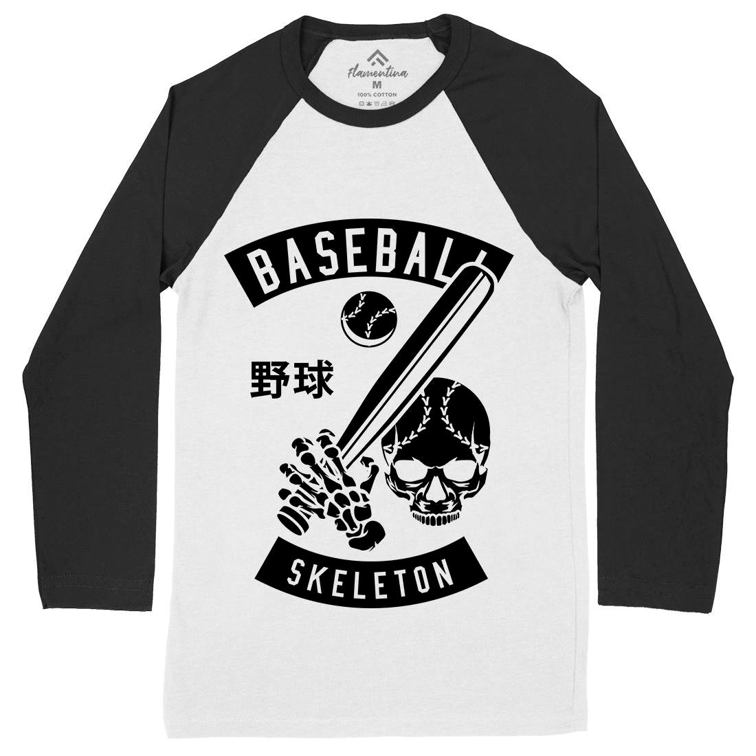 Baseball Skeleton Mens Long Sleeve Baseball T-Shirt Sport B489