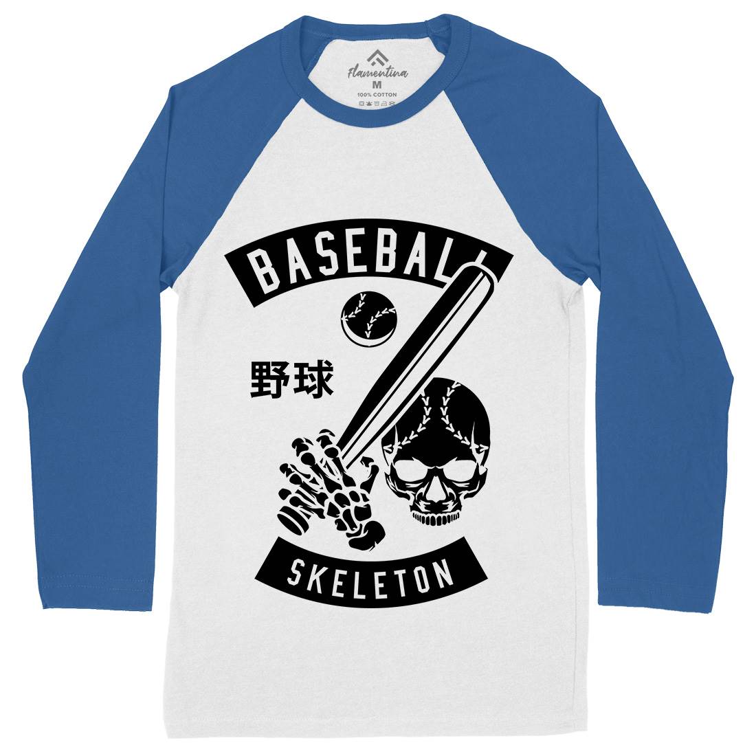 Baseball Skeleton Mens Long Sleeve Baseball T-Shirt Sport B489