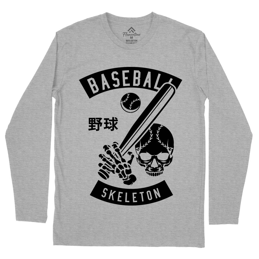 Baseball Skeleton Mens Long Sleeve T-Shirt Sport B489