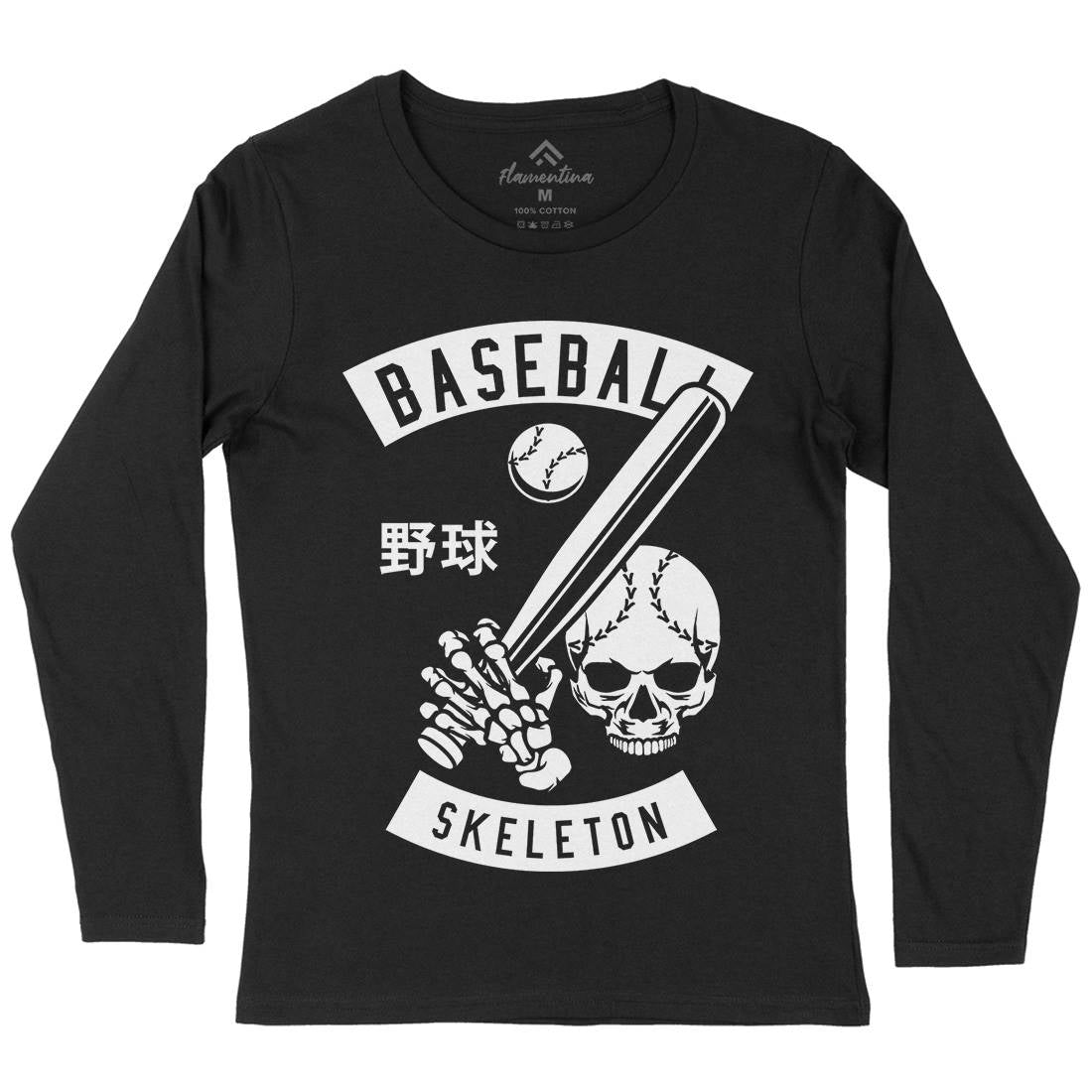 Baseball Skeleton Womens Long Sleeve T-Shirt Sport B489