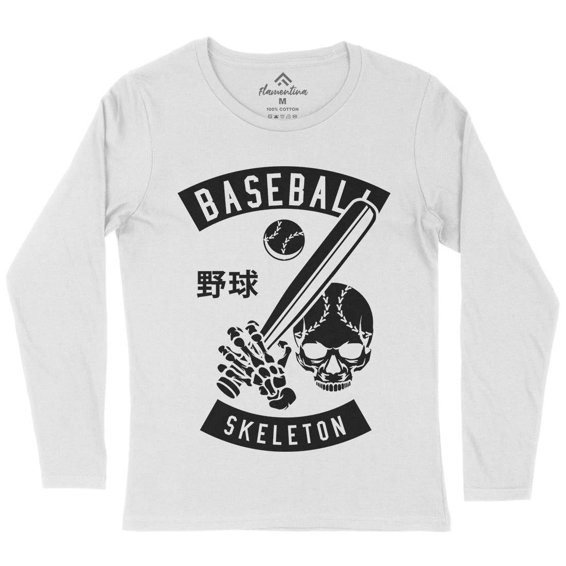 Baseball Skeleton Womens Long Sleeve T-Shirt Sport B489