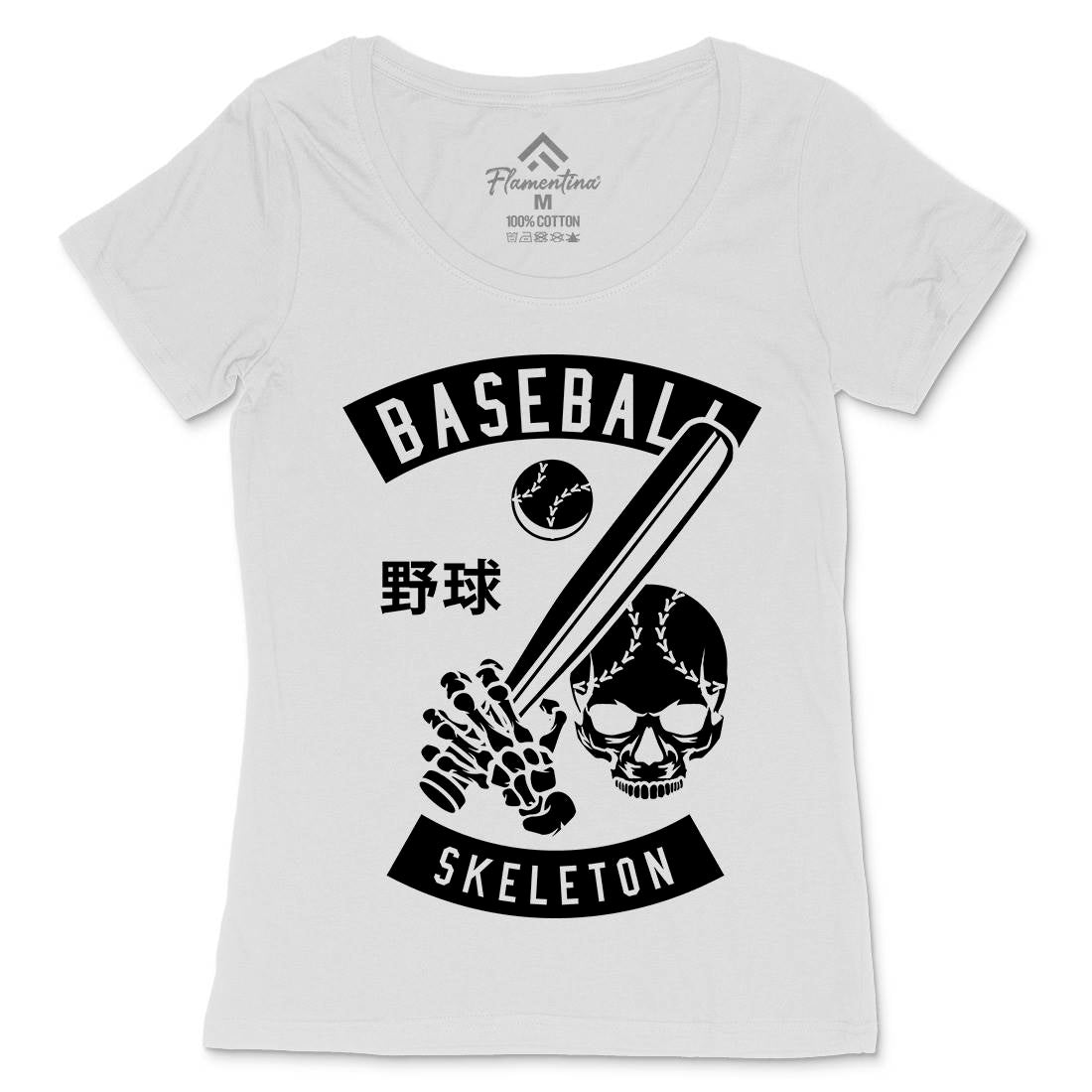 Baseball Skeleton Womens Scoop Neck T-Shirt Sport B489