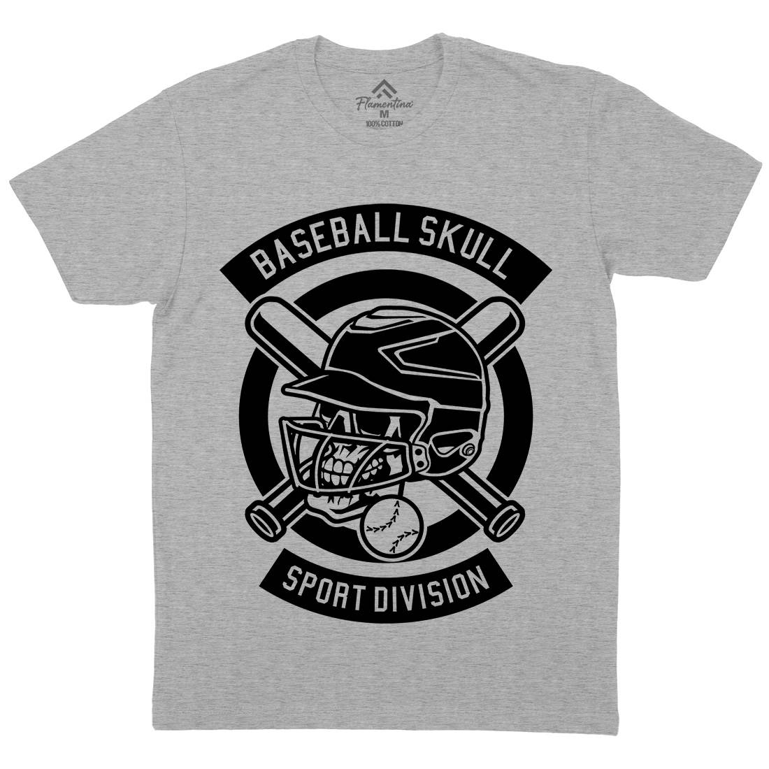 Baseball Skull Mens Crew Neck T-Shirt Sport B490