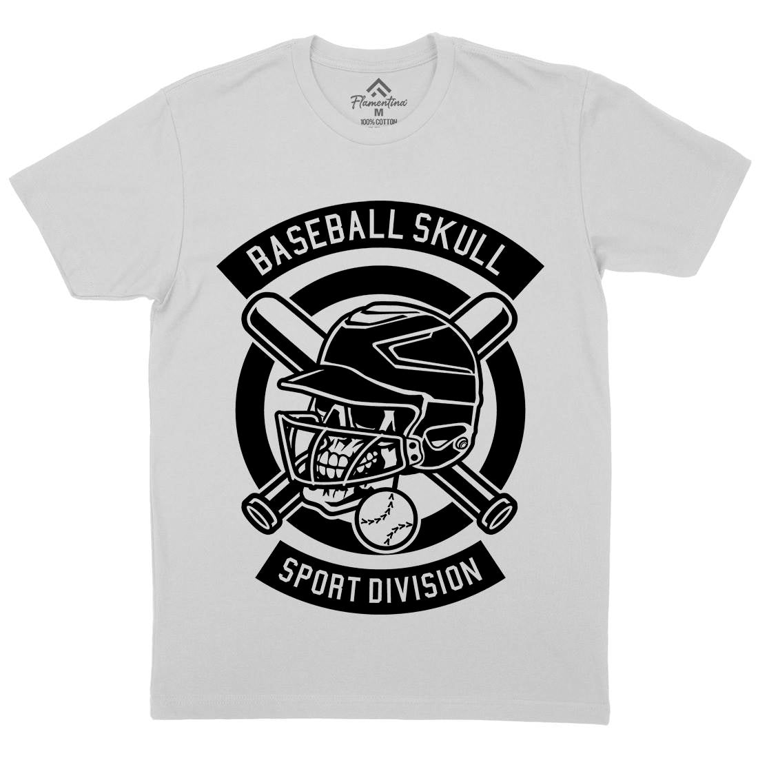 Baseball Skull Mens Crew Neck T-Shirt Sport B490