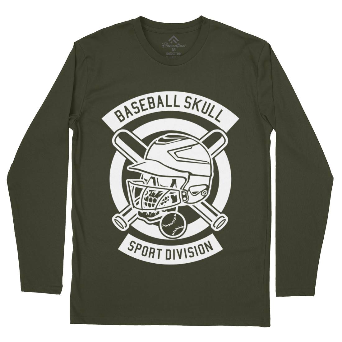 Baseball Skull Mens Long Sleeve T-Shirt Sport B490