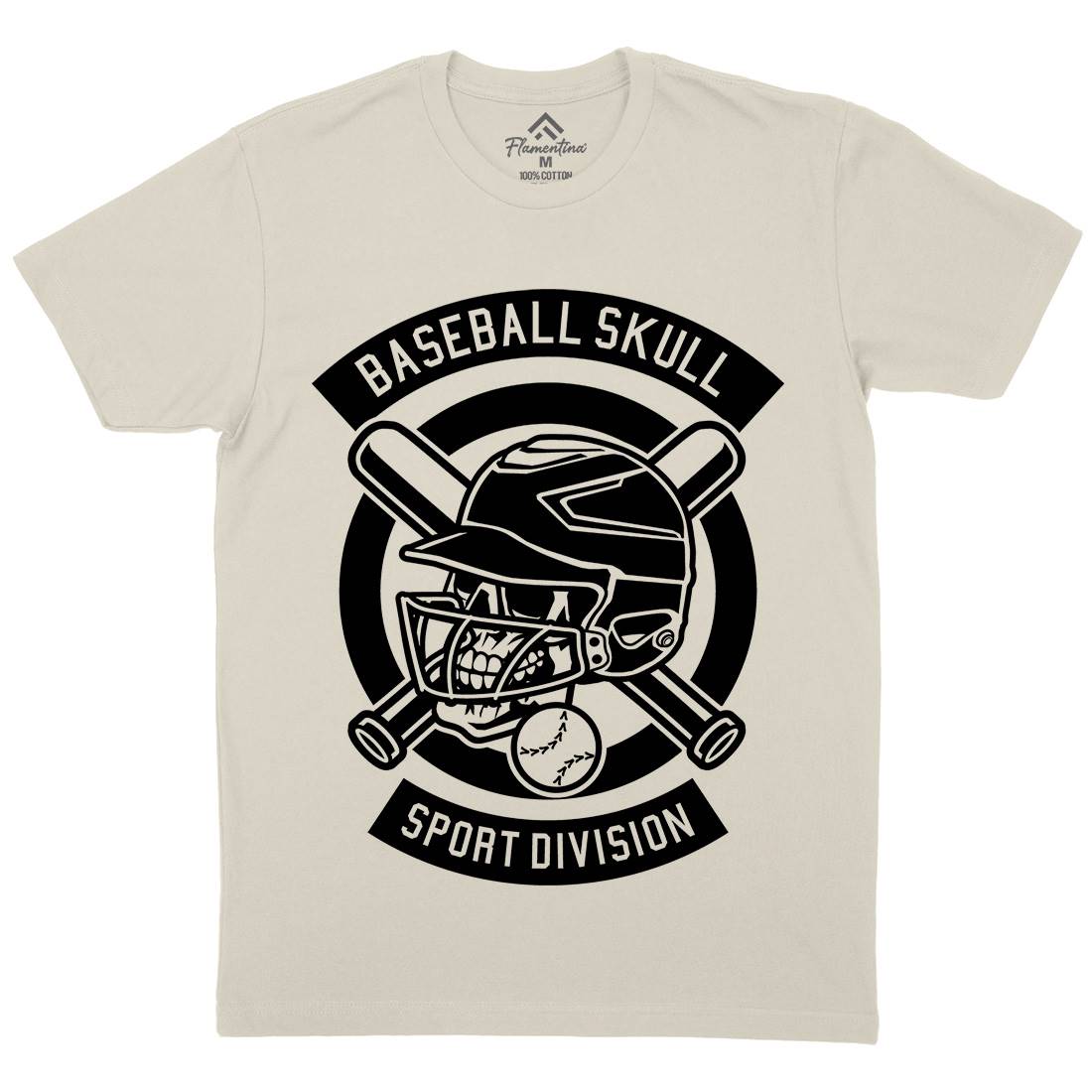 Baseball Skull Mens Organic Crew Neck T-Shirt Sport B490