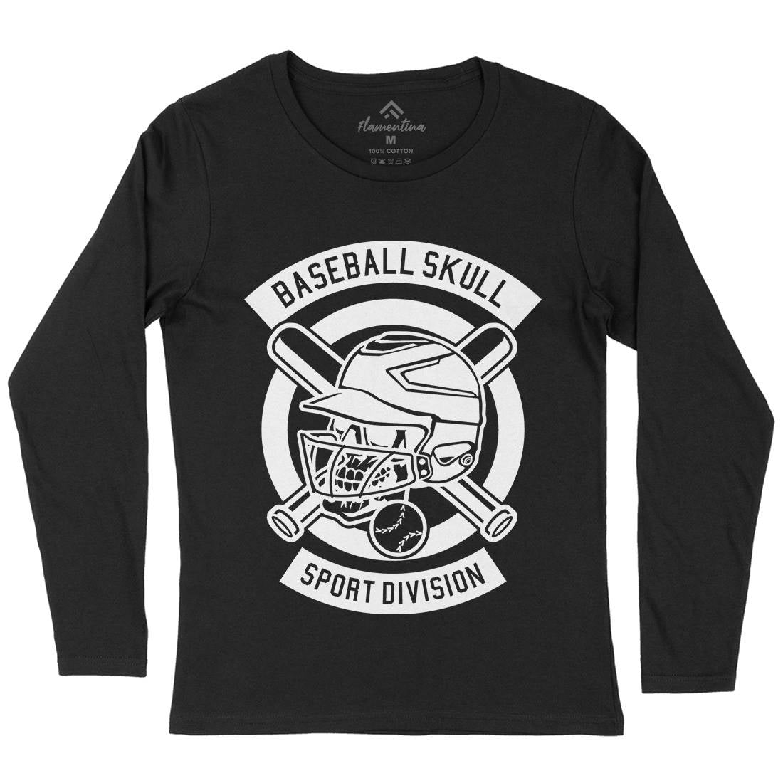 Baseball Skull Womens Long Sleeve T-Shirt Sport B490