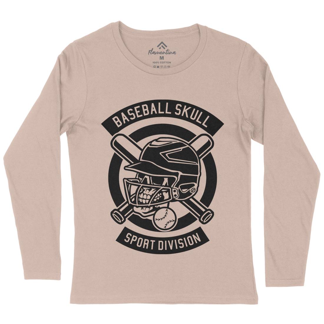 Baseball Skull Womens Long Sleeve T-Shirt Sport B490