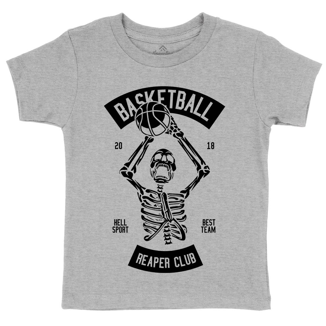 Basketball Reaper Club Kids Organic Crew Neck T-Shirt Sport B491