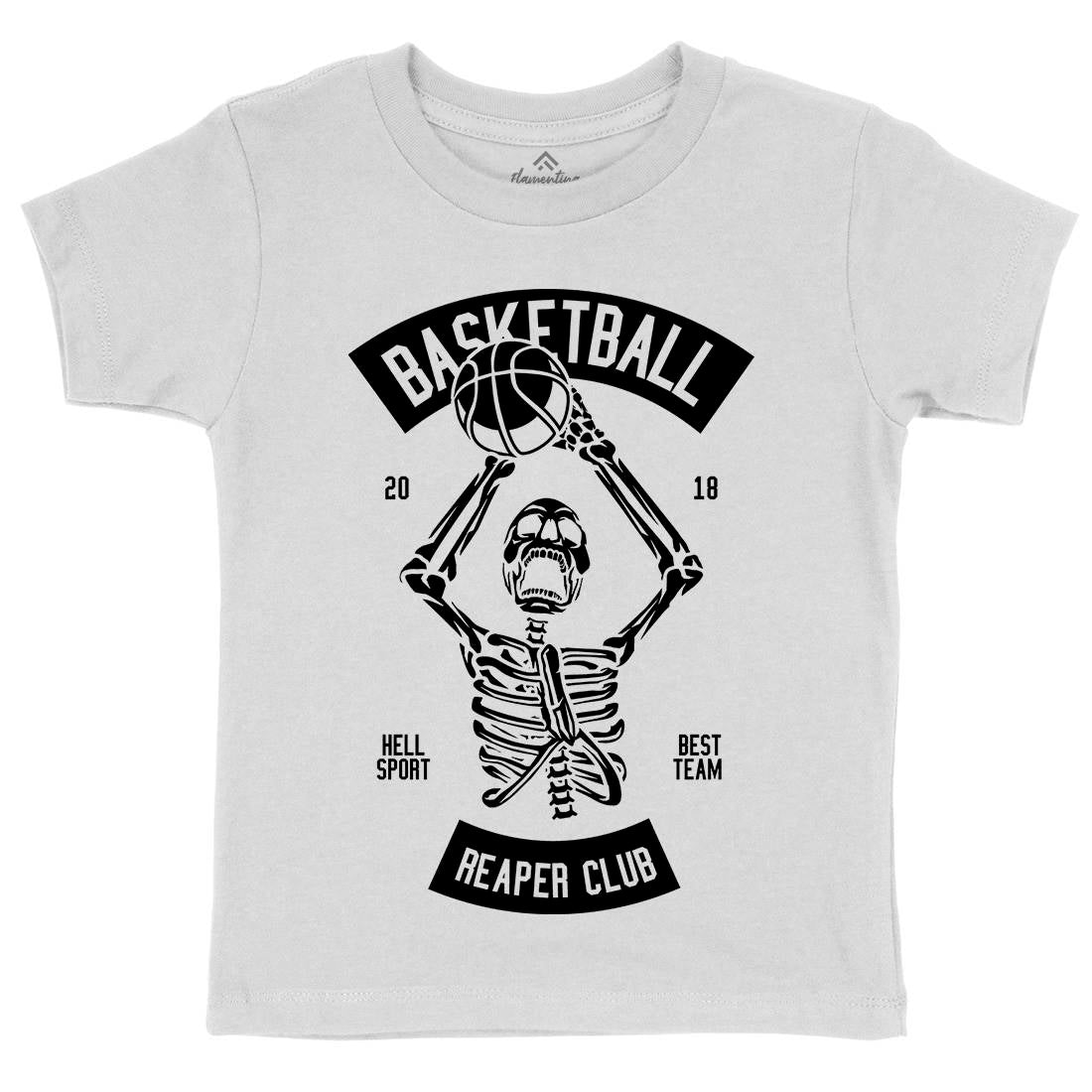 Basketball Reaper Club Kids Organic Crew Neck T-Shirt Sport B491