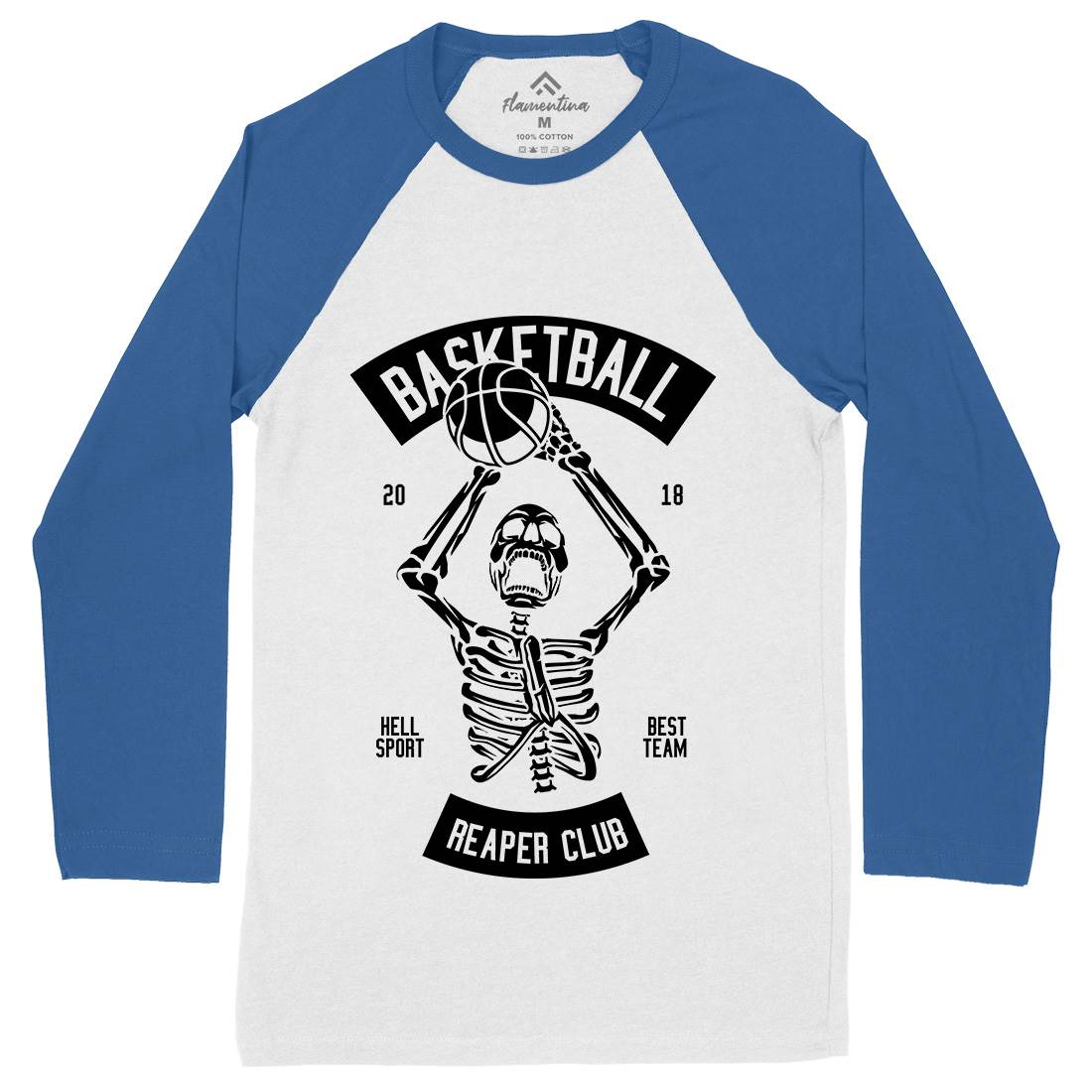 Basketball Reaper Club Mens Long Sleeve Baseball T-Shirt Sport B491