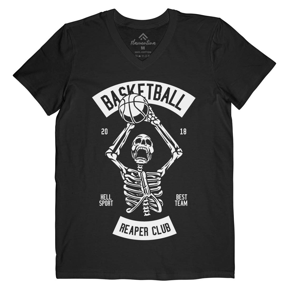Basketball Reaper Club Mens V-Neck T-Shirt Sport B491
