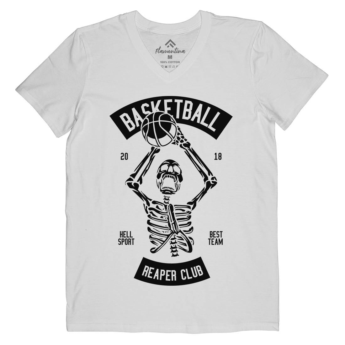 Basketball Reaper Club Mens Organic V-Neck T-Shirt Sport B491