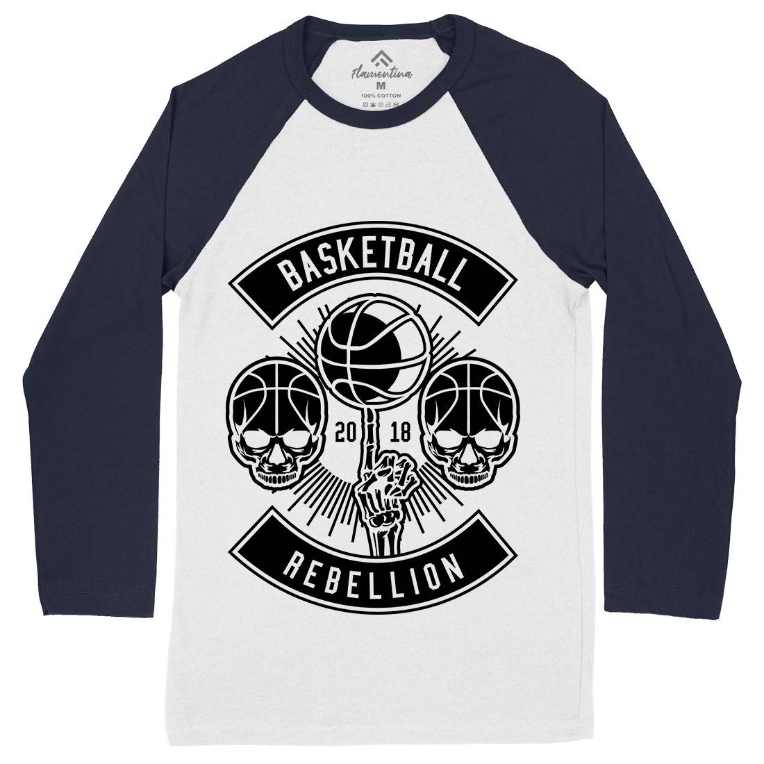 Basketball Rebellion Mens Long Sleeve Baseball T-Shirt Sport B492