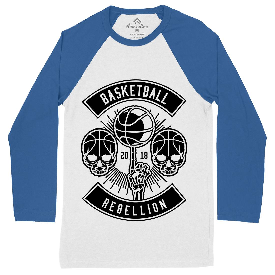 Basketball Rebellion Mens Long Sleeve Baseball T-Shirt Sport B492