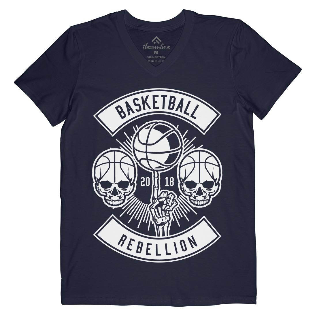 Basketball Rebellion Mens Organic V-Neck T-Shirt Sport B492
