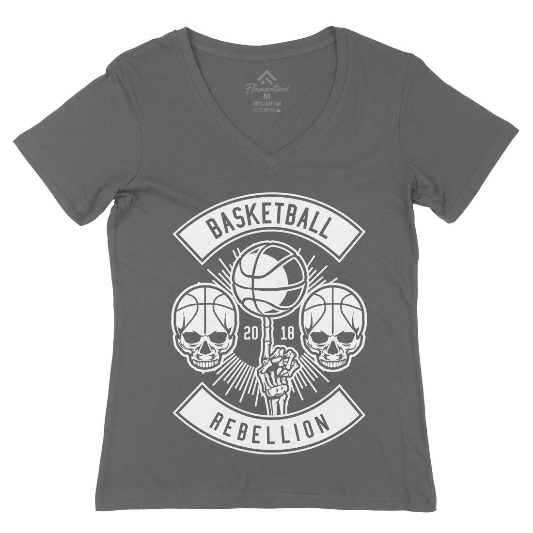 Basketball Rebellion Womens Organic V-Neck T-Shirt Sport B492