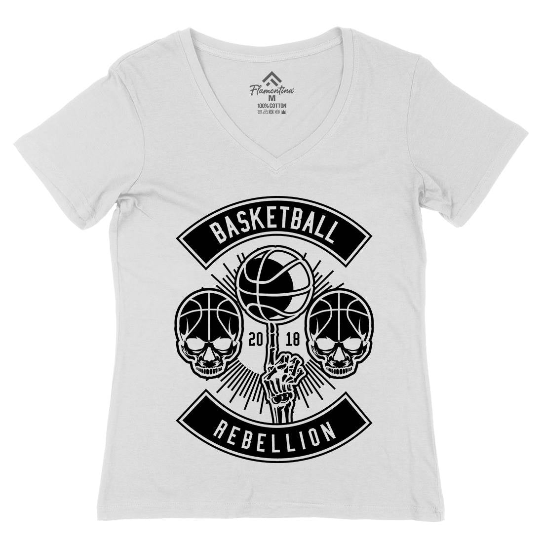 Basketball Rebellion Womens Organic V-Neck T-Shirt Sport B492