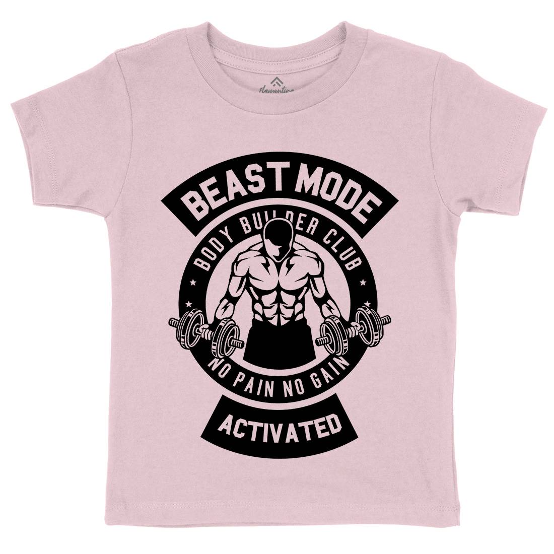 Beast Mode Activated Kids Organic Crew Neck T-Shirt Gym B493