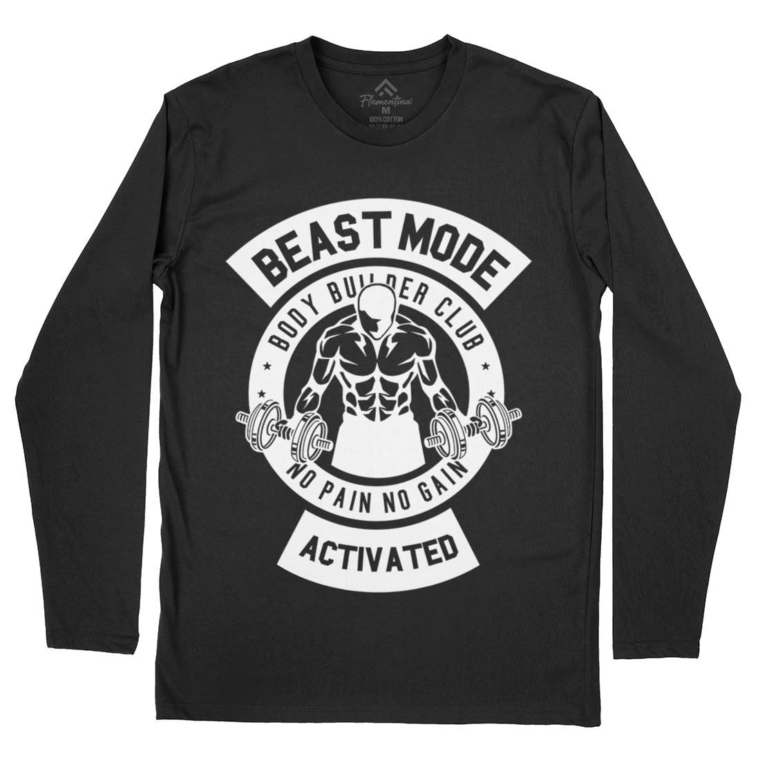 Beast Mode Activated Mens Long Sleeve T-Shirt Gym B493