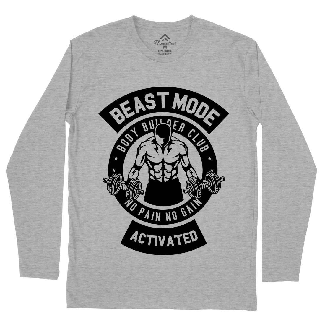 Beast Mode Activated Mens Long Sleeve T-Shirt Gym B493