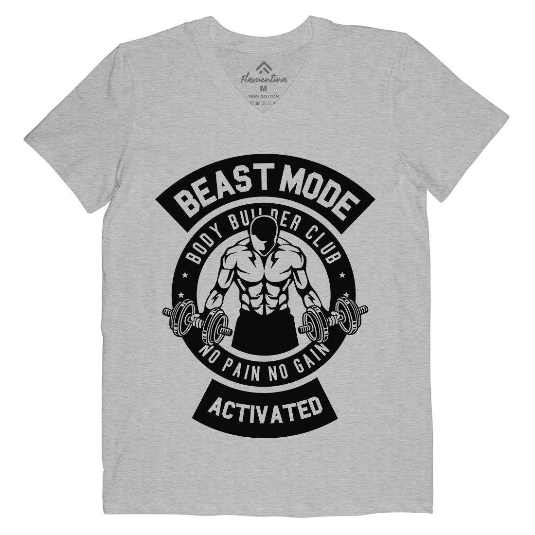 Beast Mode Activated Mens Organic V-Neck T-Shirt Gym B493