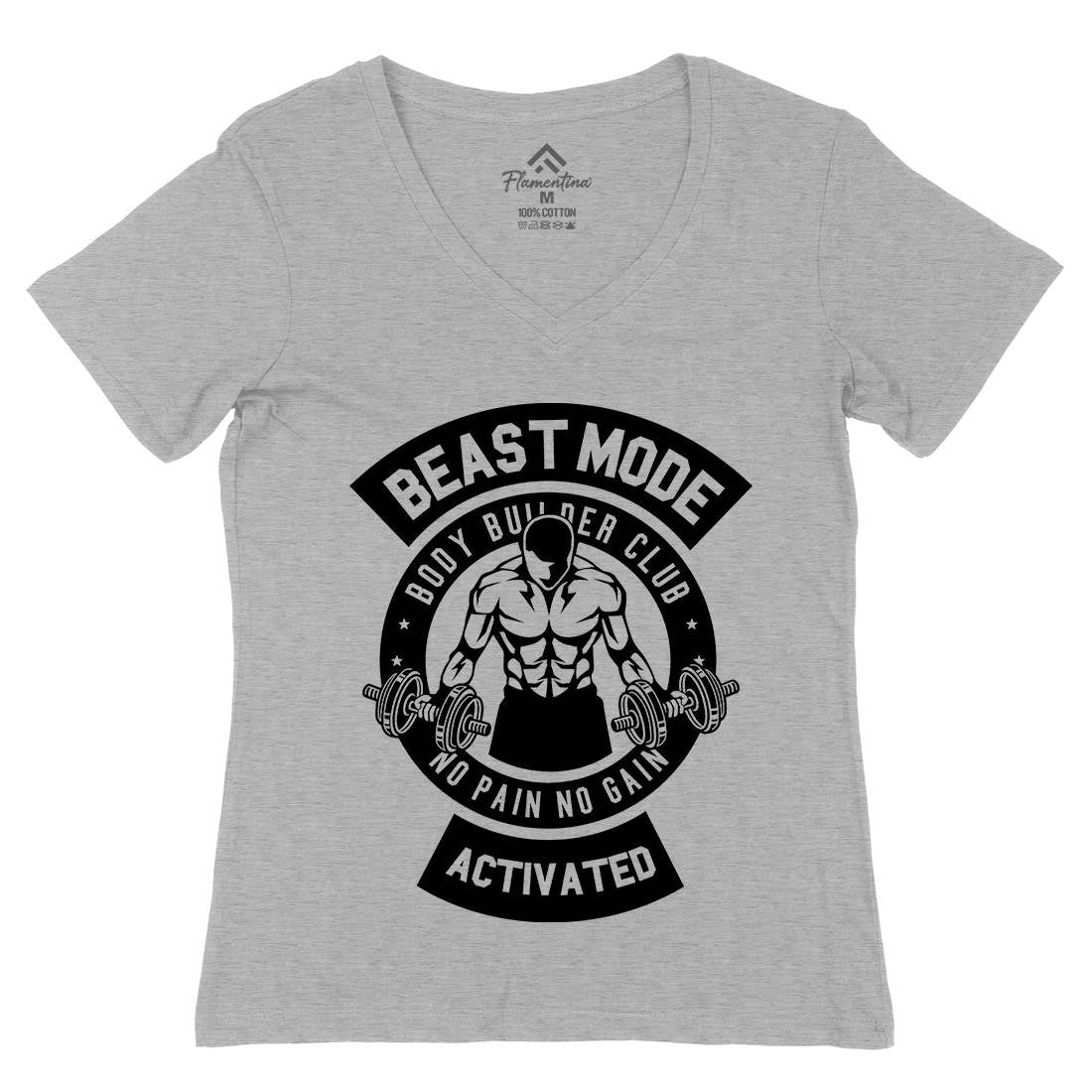 Beast Mode Activated Womens Organic V-Neck T-Shirt Gym B493