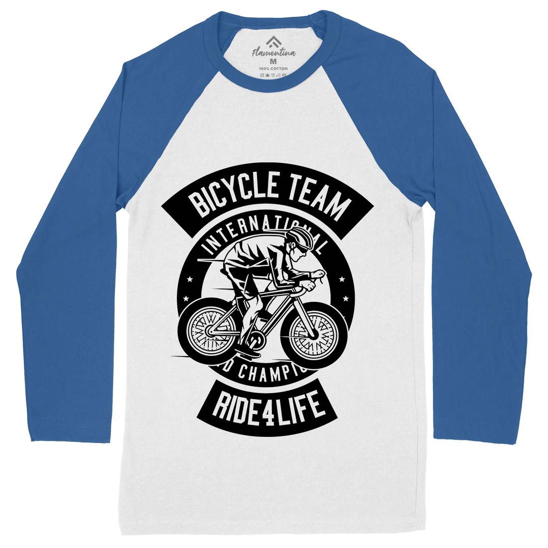 Bicycle Team Mens Long Sleeve Baseball T-Shirt Bikes B495