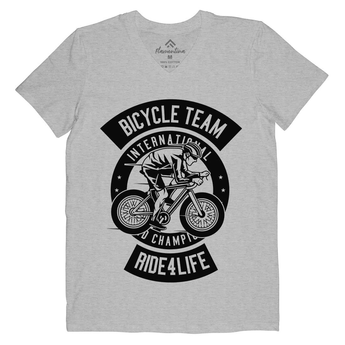 Bicycle Team Mens Organic V-Neck T-Shirt Bikes B495