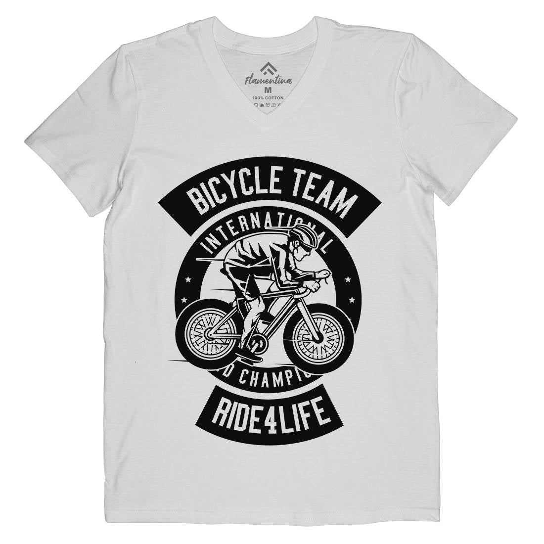 Bicycle Team Mens V-Neck T-Shirt Bikes B495