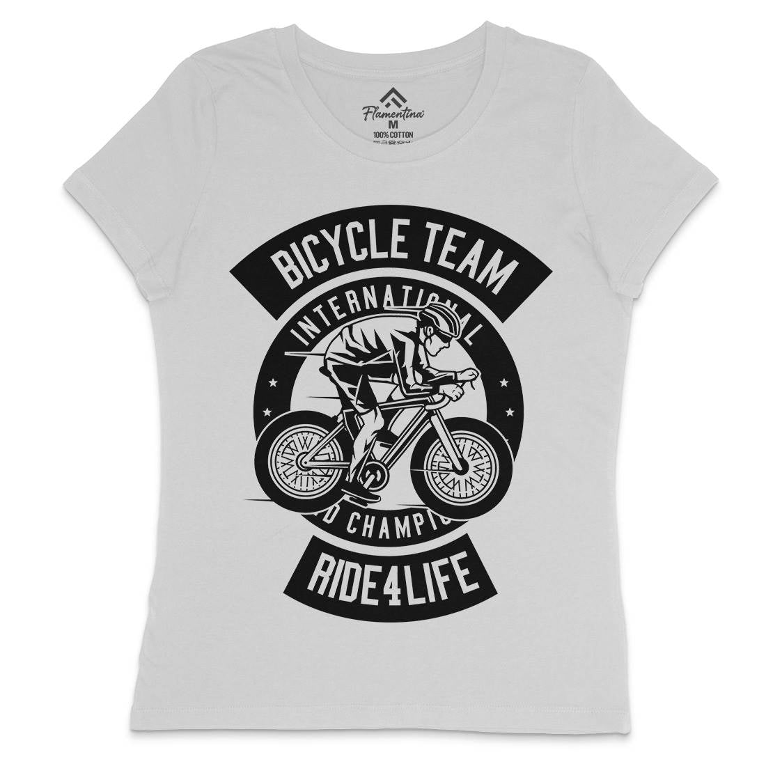 Bicycle Team Womens Crew Neck T-Shirt Bikes B495