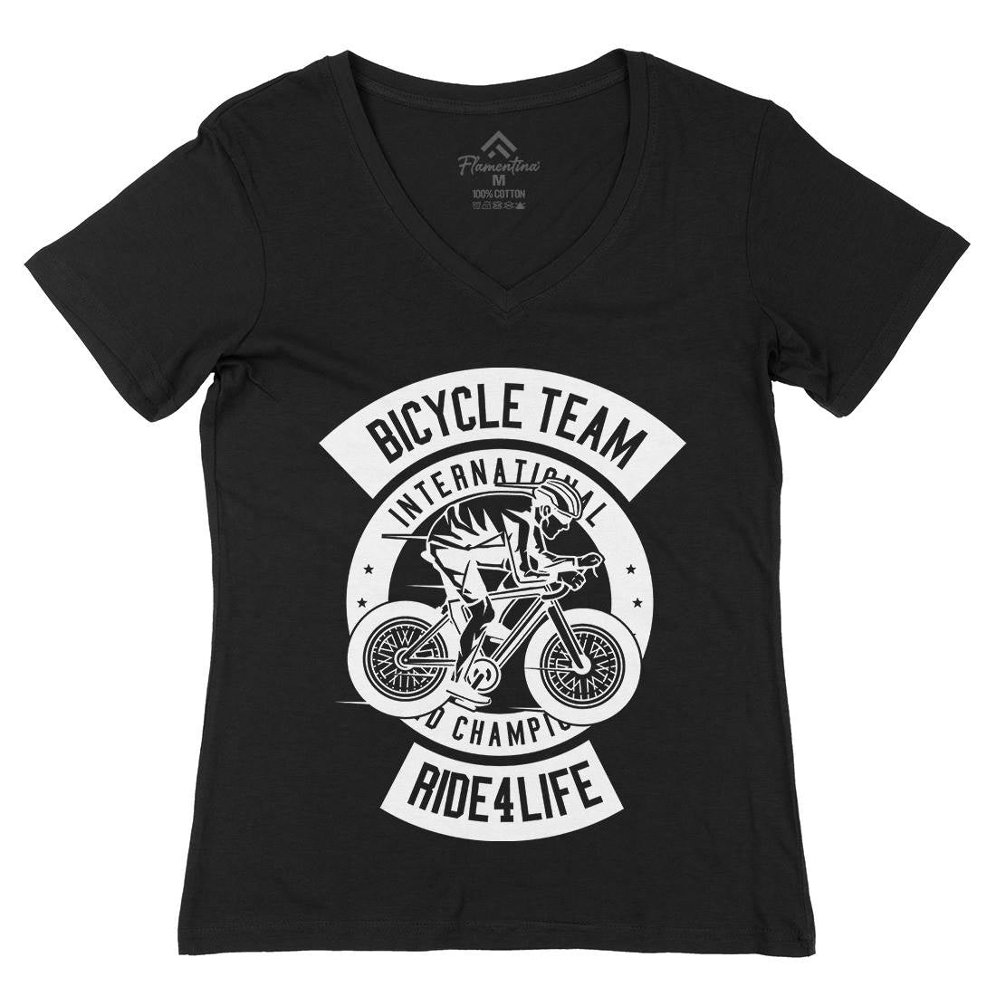 Bicycle Team Womens Organic V-Neck T-Shirt Bikes B495