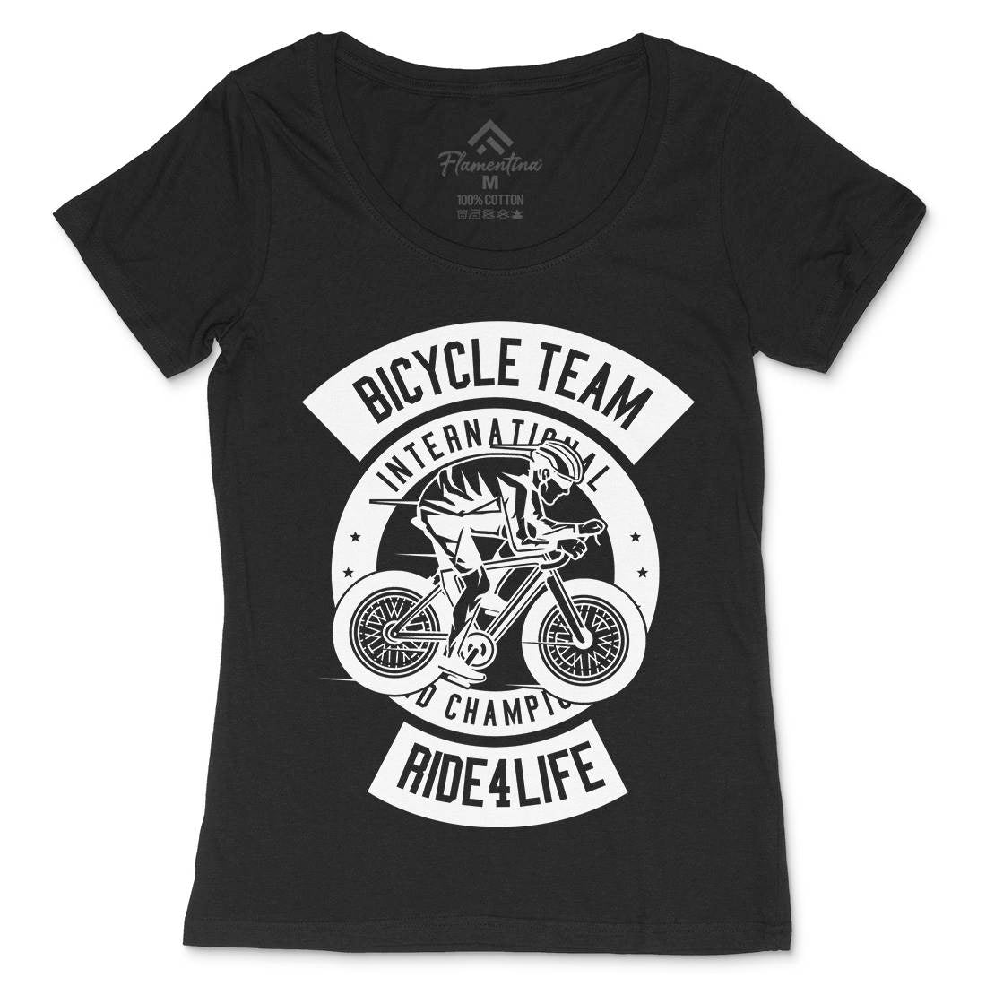 Bicycle Team Womens Scoop Neck T-Shirt Bikes B495