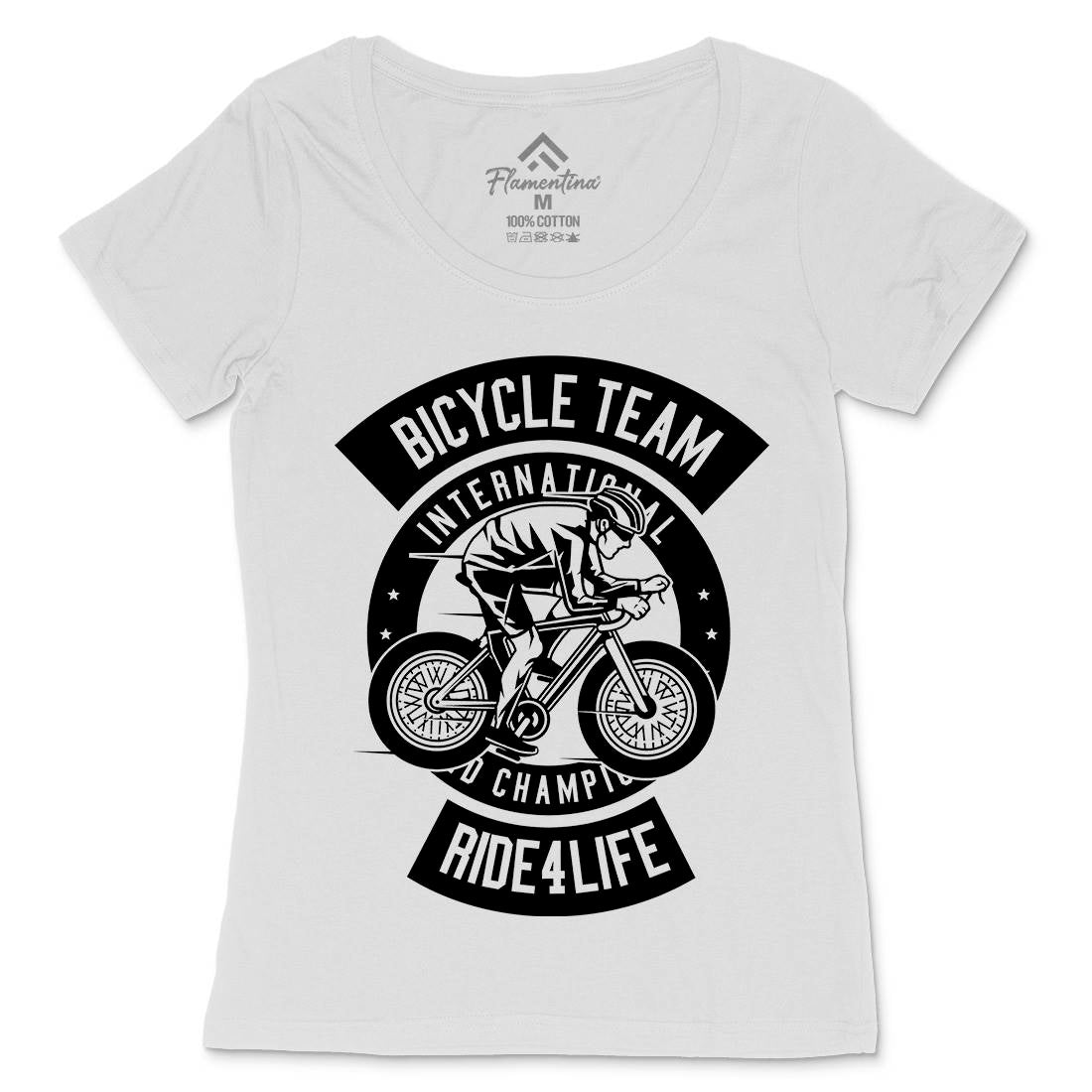 Bicycle Team Womens Scoop Neck T-Shirt Bikes B495