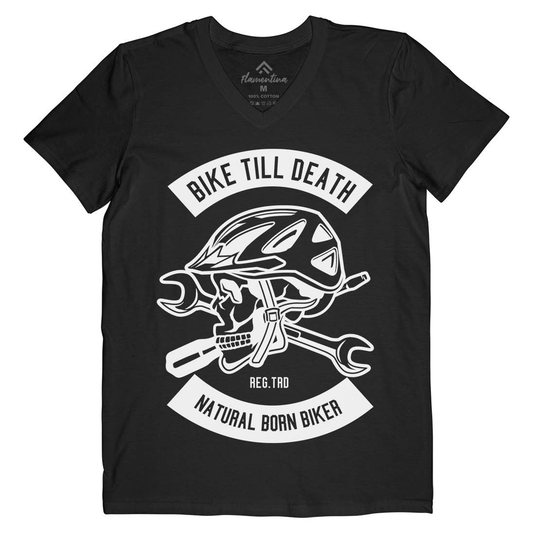 Bike Till Death Mens Organic V-Neck T-Shirt Bikes B496