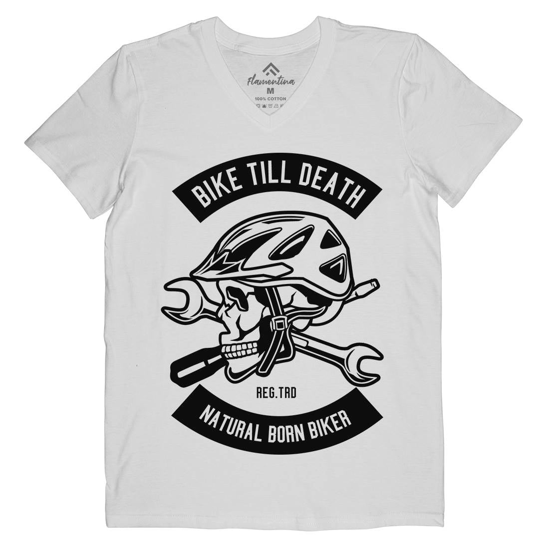 Bike Till Death Mens Organic V-Neck T-Shirt Bikes B496