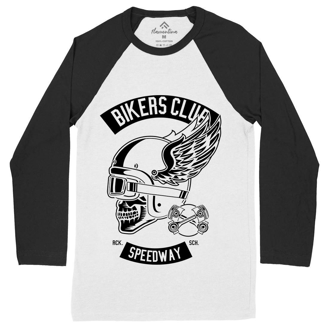Bikers Club Mens Long Sleeve Baseball T-Shirt Bikes B498