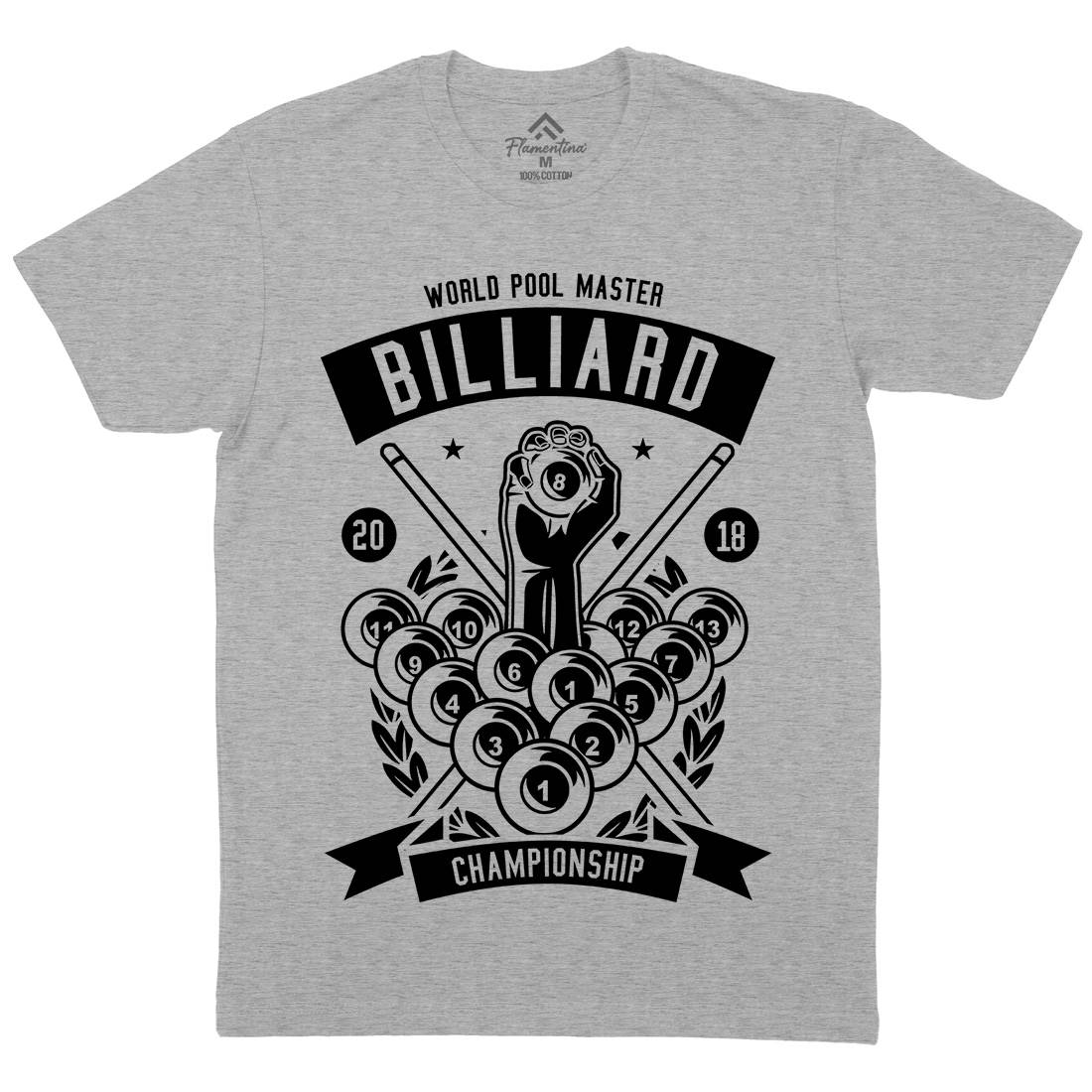 Billiard Championship Mens Organic Crew Neck T-Shirt Sport B499