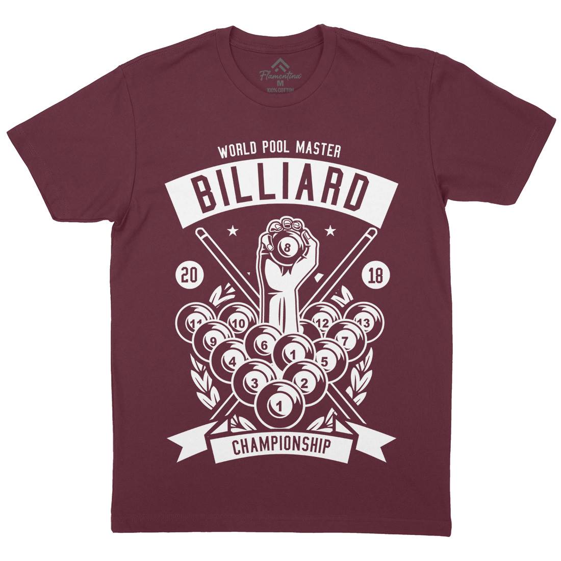 Billiard Championship Mens Organic Crew Neck T-Shirt Sport B499