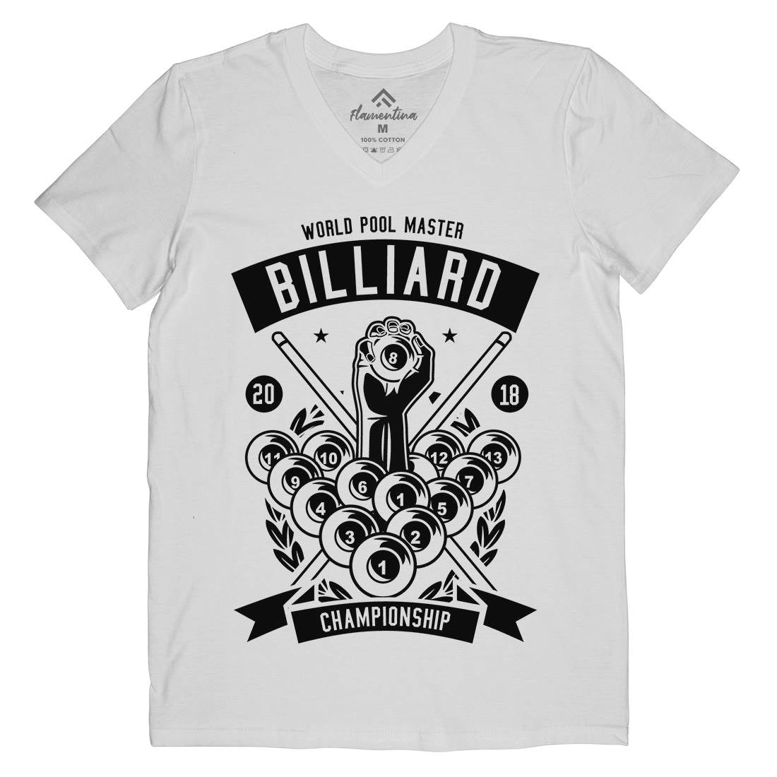 Billiard Championship Mens Organic V-Neck T-Shirt Sport B499