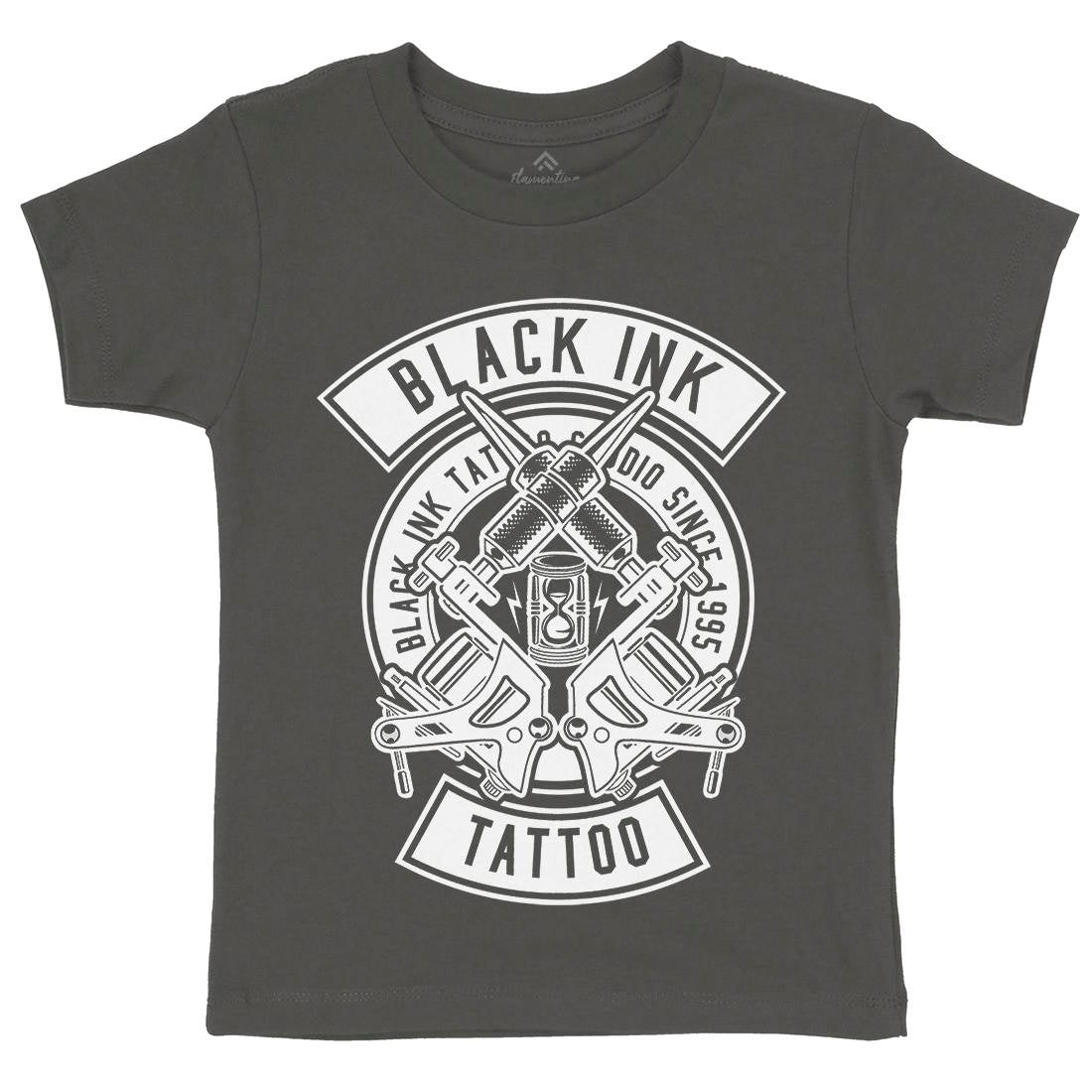 Black Ink Kids Organic Crew Neck T-Shirt Tattoo B500