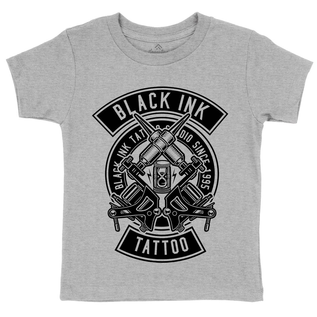 Black Ink Kids Organic Crew Neck T-Shirt Tattoo B500