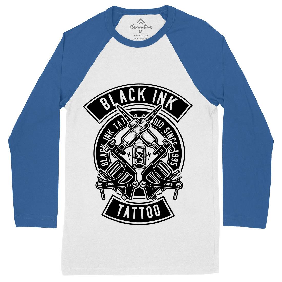 Black Ink Mens Long Sleeve Baseball T-Shirt Tattoo B500