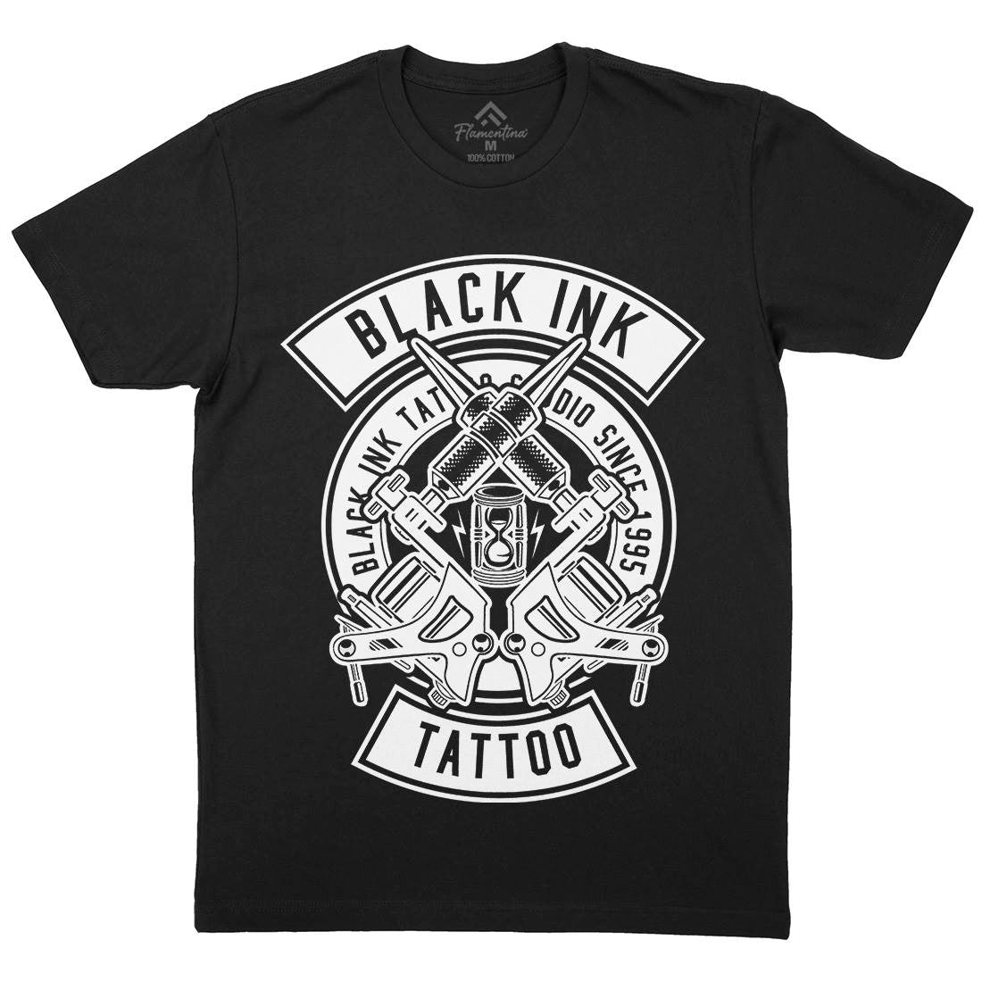 Black Ink Mens Crew Neck T-Shirt Tattoo B500