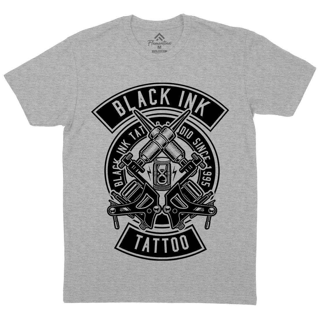 Black Ink Mens Crew Neck T-Shirt Tattoo B500