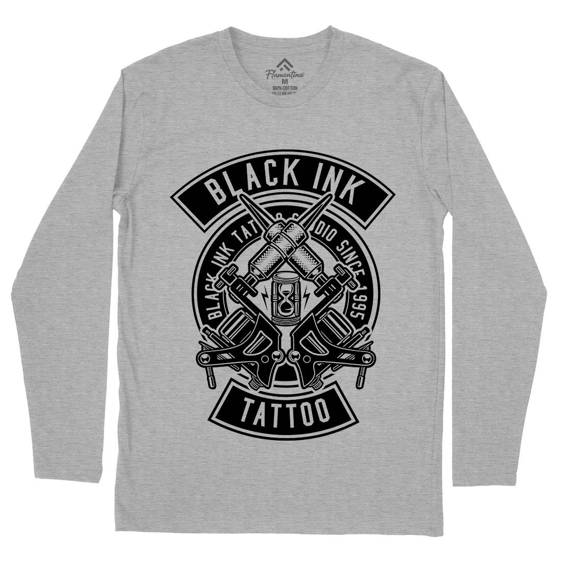 Black Ink Mens Long Sleeve T-Shirt Tattoo B500